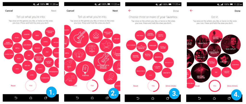 Image of Apple music screens.